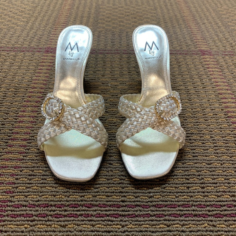Gold Sandal With Rhinestone Embellishment - Brand New - Size 6 1/2